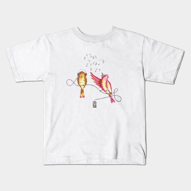 Singing bird Kids T-Shirt by Bwiselizzy